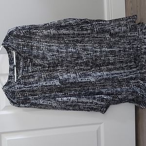 4XL blouse,white and black pattern, fairly sheer